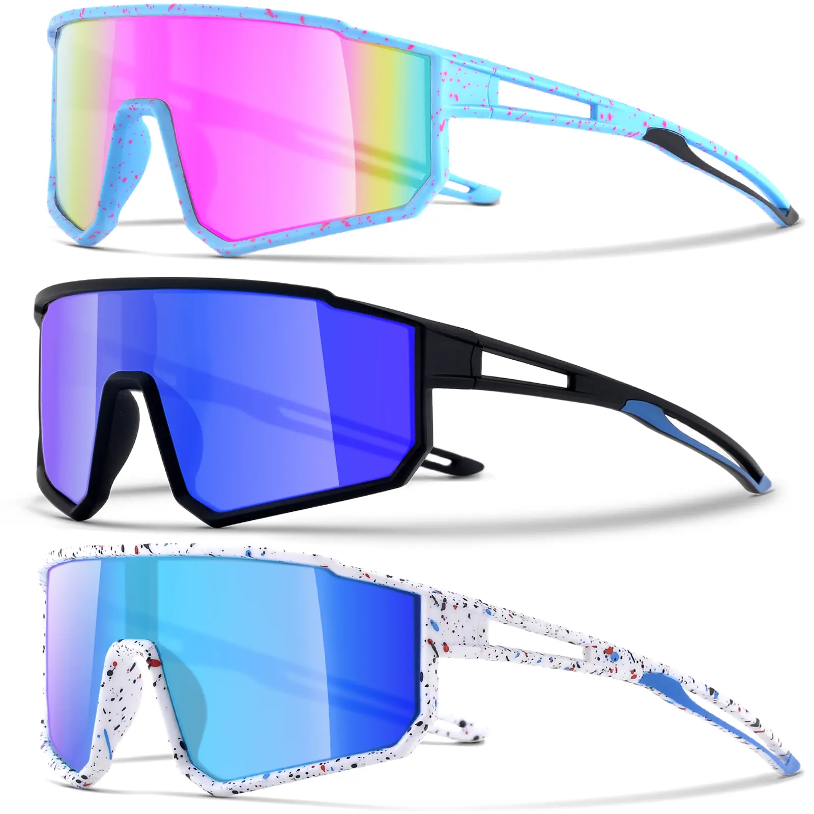 3 Pack Youth Baseball Sunglasses kids sports Sunglasses Youth UV protection sunglasses kids impact-resistant Sunglasses  Men and Women UV protection Sports Sunglasses cycling running