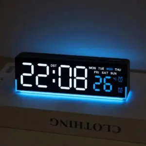 8-in Rectangle Luminous LED Alarm Clock, Multifunctional Digital Clock with Soft LED Night Light, 3-Level Adjustable Brightness, Room Temperature Display, Gentle Ambient Lighting for Bedrooms, Christmas New Year Gift (Home Supplies)
