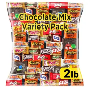 Chocolate Assorted Bulk Candy Variety Pack 2lb - Mini Chocolate Bars, Milk & Dark Chocolate Mix - Individually Wrapped Bulk Candy for Office Snacks, Party Favors and Bags - Trick or Treat Ready Mix for Halloween
