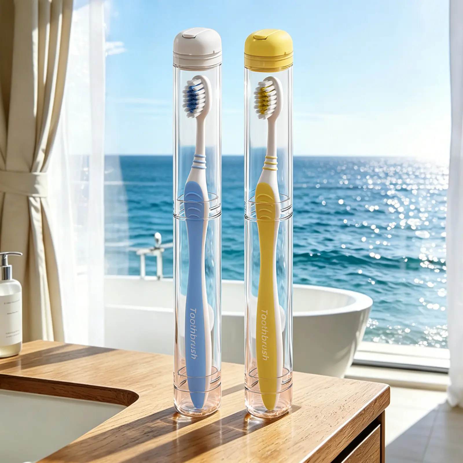 Dustproof Toothbrush Holder 2 Pack, Portable Clear Travel Toothbrush Storage Tube, Ventilated Detachable Toothbrush Case for Manual & Slim Mini Electric Toothbrushes, Oral Care Travel Accessories for Camping Business Trips Vacation