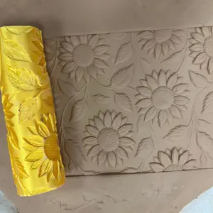 3D Printed Sunflower Texture Roller, Polymer Clay DIY Tool, Durable Plastic Manual Roller for Ceramics, Plates, Handmade Crafts