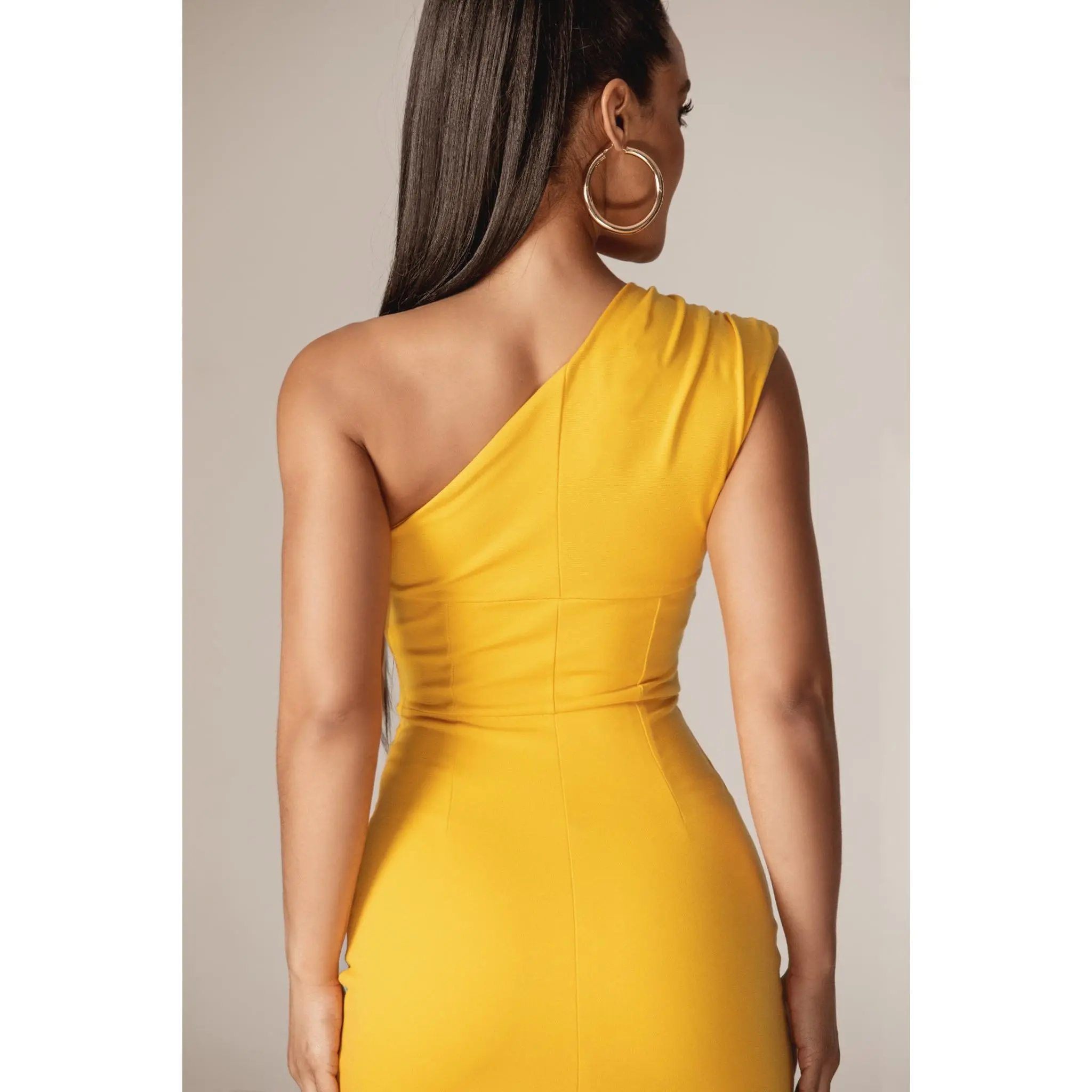 Madeline One Shoulder Ponte Midi Dress - Amber Yellow | Women's Sleeveless Bodycon  Dress with Back Slit - Minimalist Outfit for Summer Parties, Weddings, Date  Night & Evening Wear - Womenswear Fashion - TikTok Shop