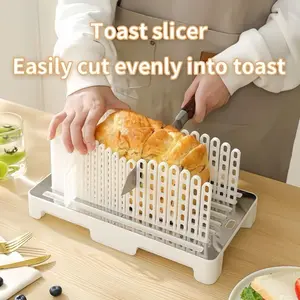 Adjustable Homemade Bread Slicer – Foldable Toast Slicer with Stainless Steel Base, Compact Kitchen Tool for Even Slicing and Storage, Suitable for Bread, Round Loaves, and Bagels, Essential for Home/Kitchen/Outdoor Dining