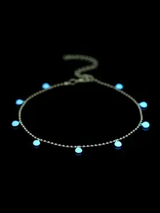 Glow in The Dark Beaded Lobster Closure Anklet, Copper Alloy Chain, Fashionable Adjustable Anklet for Women & Girls, Trendy All-match & Exquisite Jewelry for Birthday Gift