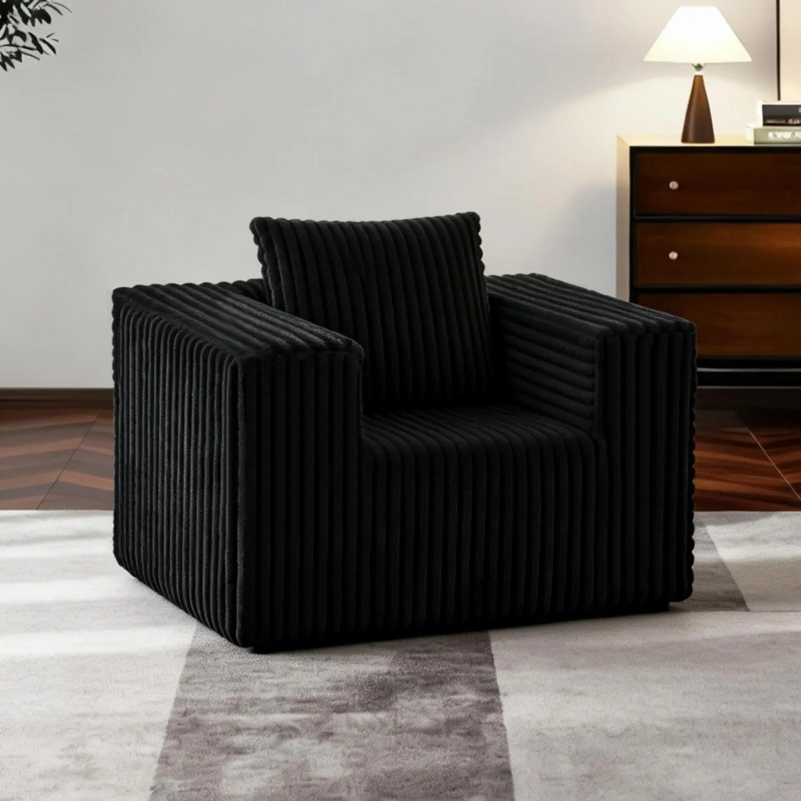 Small Boneless Sofa Chair, No Assembly Couch in a Box Memory Foam Mini Cloud Reading Chair with Throw Pillow for Living Room Bedroom Playroom apartment dorm  plush corduroy