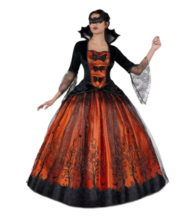 Orange/Black Vampire Queen - Witch - Premium Costume - Women - 4 Sizes
