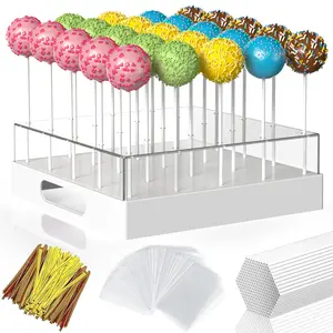 Cake Pop Stand,25 Holes Clear Cake Pops Display Holder,Candy stick display stand,Candy Pop Holder,cake pop mold for Party,Wedding,Birthday(White,1-Pack)