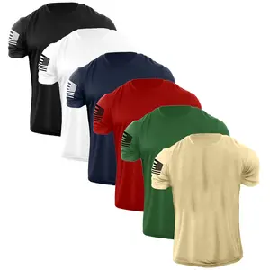 USA Flag 6-Pack Graphic Tee for Men - 100% Cotton Crewneck Short Sleeve T-shirt - Fabric, Menswear Casual Outfit