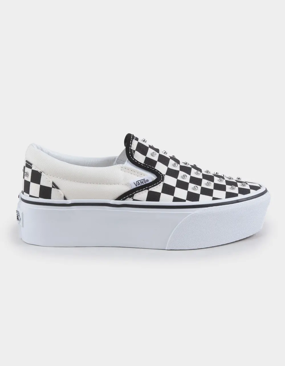VANS Rhinestone Checkerboard Girls Slip-On Stackform Shoes
