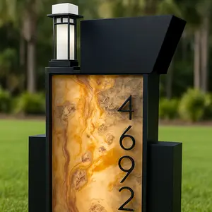 Stuart Mailbox Stands Handcrafted from Composite Wood Stone Marble Slate and Metal Durable Weather Resistant for Home Curb Appeal