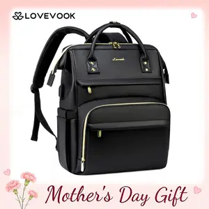 LOVEVOOK Vegan Leather Laptop Backpack with USB Port for Women -Spring Glow Up College, Business, Work, Teacher, Travel, School Backpack,SpringStatements