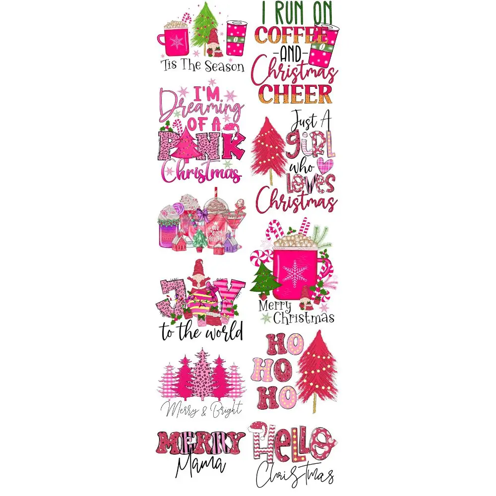 I'm Dreaming Of A Pink Christmas DTF Transfers Gang Sheet 22” wide x 60” long DTF Gang Sheet