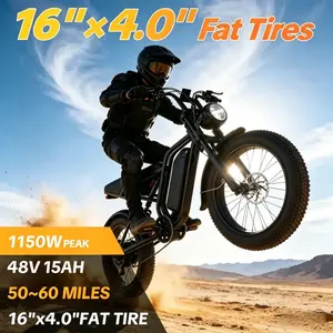 This e-bike is equipped with a 1150W peak motor, reaching a top speed of 21.6 mph and a range of 50–56 miles.It effortlessly handles urban roads, making it perfect for daily commutes and campus travel.Features 16-inch × 4.0 fat tires for stable riding.