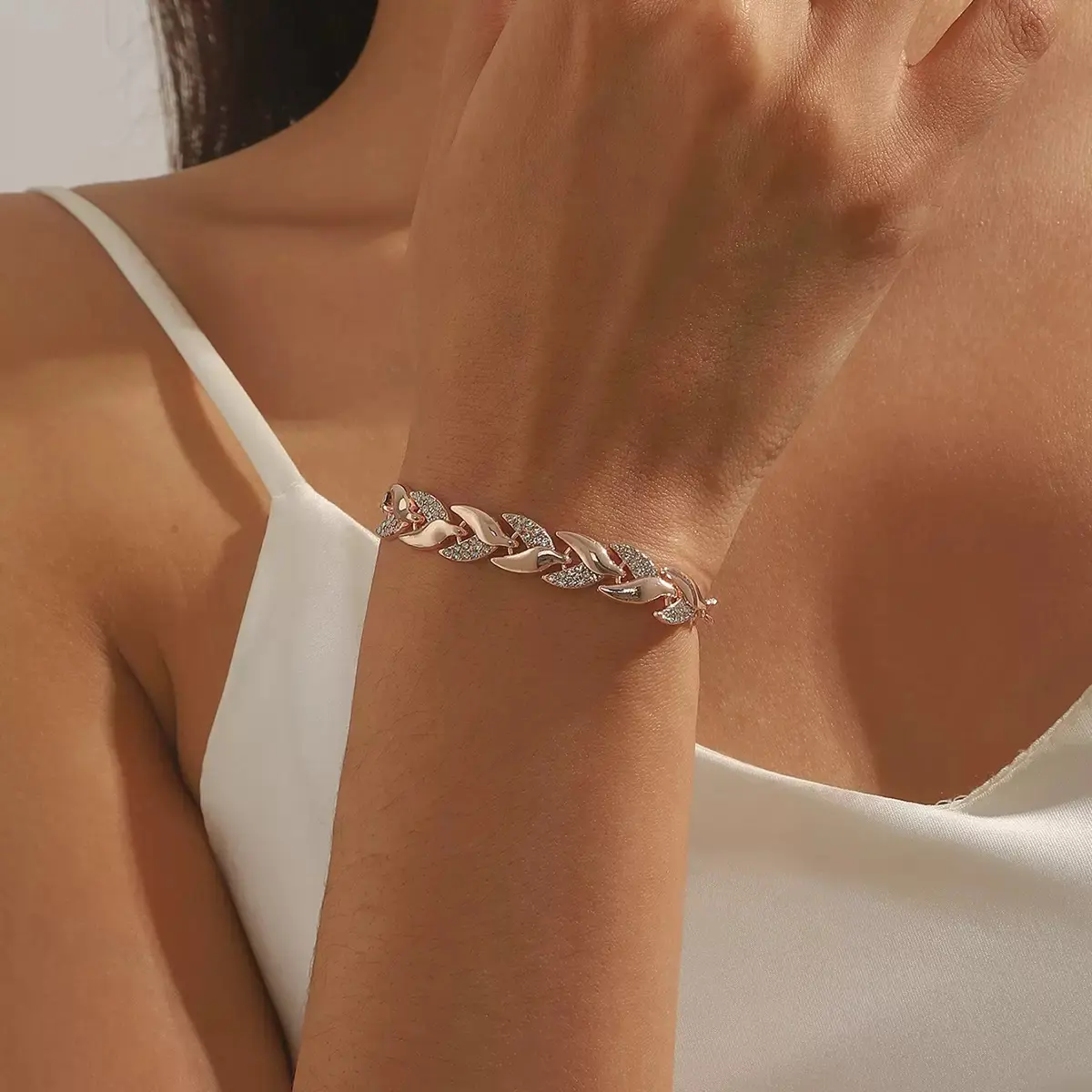 Women's Mermaid Tail Bracelet - Elegant Lightweight Alloy with Bling Effect Crystal Stones, Valentine’s Day & Holiday Season Statement Piece, Fashion Costume Jewelry Bracelets, Fantasy Look, Bejeweled Style, Sparkling Finish, Rhinestones For Added Sparkle
