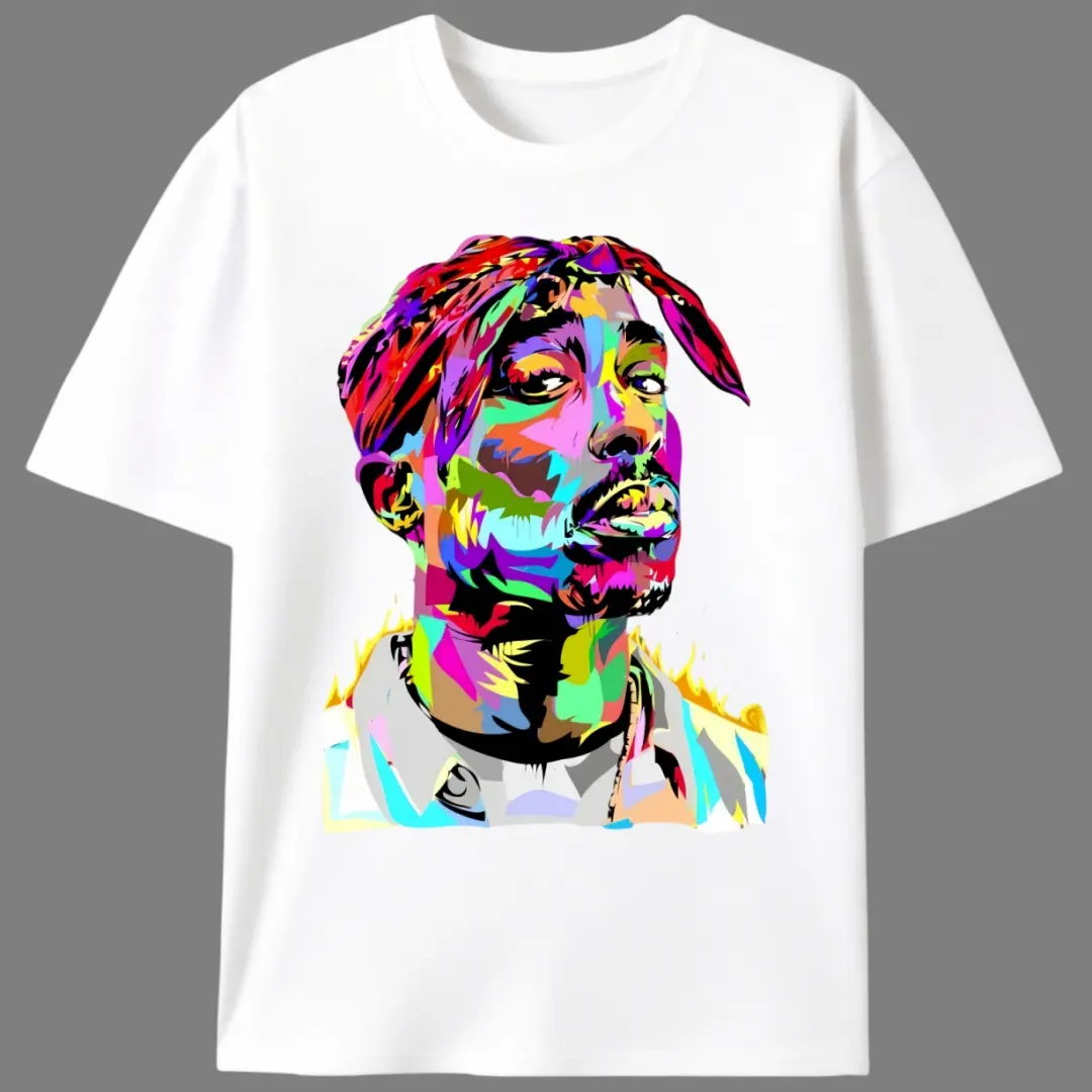 Men's Classic Retro Tupac Graphic Print Crew Neck Short Sleeve T-Shirt - 100% Cotton Soft Breathable Stylish Sports Apparel, 90s Hip Hop Casual Novelty Top, Shortsleeve, Tee, Round Neck, Comfy, Streetwear, Rap Fan Essential, Lightweight Tee, 90S Hip Hop