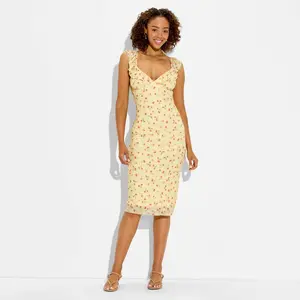 Women's Ruffle Sleeve Midi A-Line Dress - Wild Fable