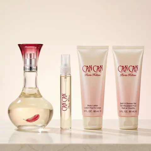 Can Can by Paris Hilton for Women - 4 Pc Gift Set 3.4oz EDP Spray, 0.34oz EDP Spray, 3oz Body Lotion, 3oz Bath and Shower Gel