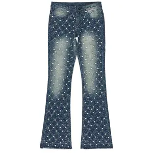 Glit Dark Wash Rhinestone Stacked Flare Jean