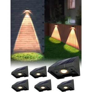 Solar Deck Lights Outdoor  Non-Drill LED 3000K Warm White Bright Lens Downlight Small Solar Light for Fence, Wall, Mailbox, House Number, Deck, Address Sign