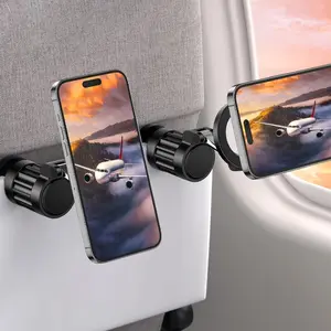 360° Rotating Magnetic Airplane Phone Holder, Magsafe Compatible, Adjustable Foldable, Handsfree Stand for iPhone 17 16 15 Pro Max Air