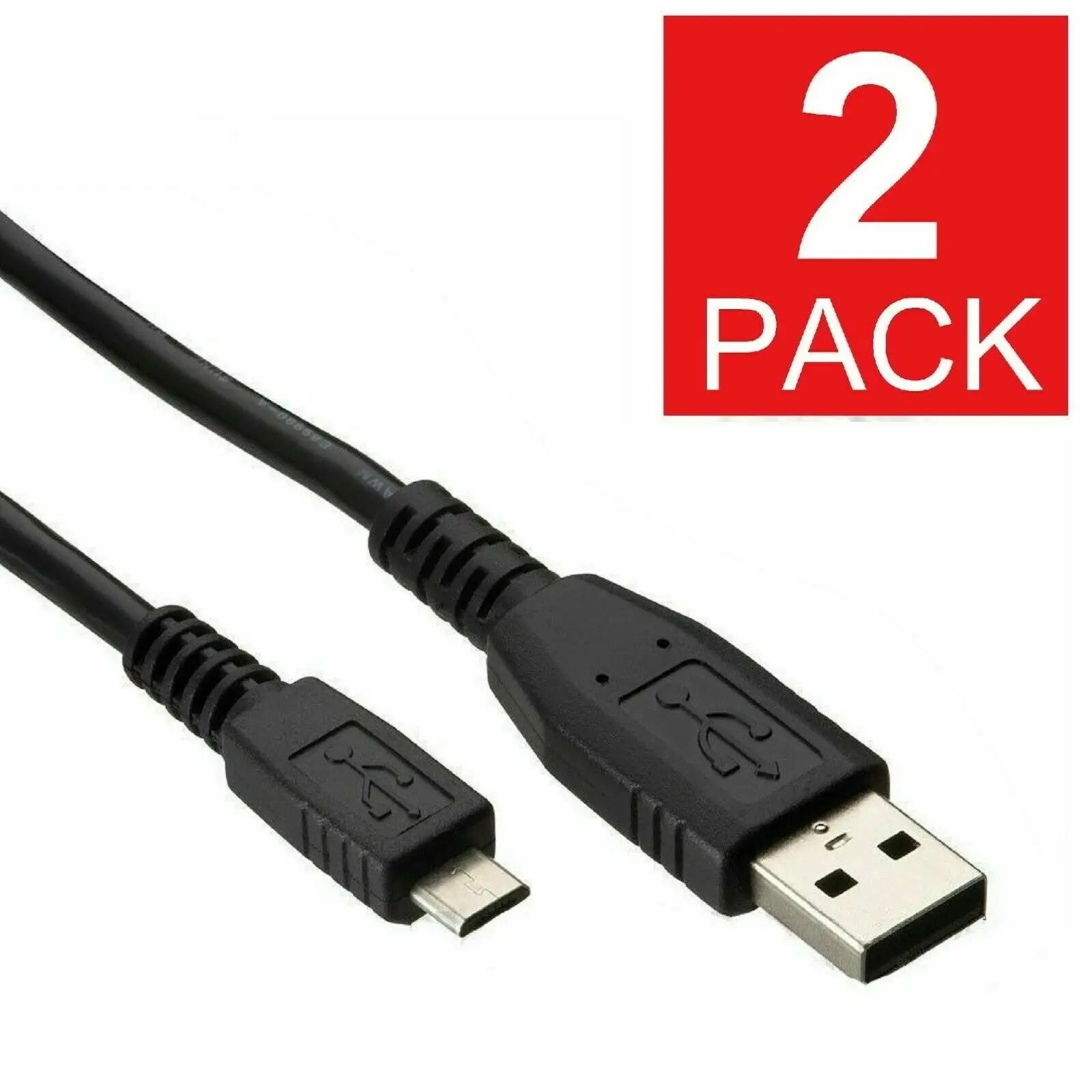 2 Pack USB Charge Cable KMD for  PlayStation 4 Controller New (PS4 Charger Cord) 3FT Black
