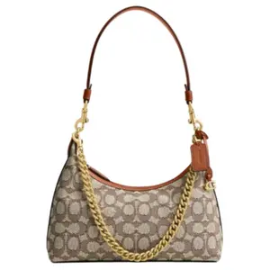 COACH Juliet 25 Medium Crossbody Shoulder Bag for Women with Top Zipper Closure, Fabric and Leather Blend in Polished Cocoa Color