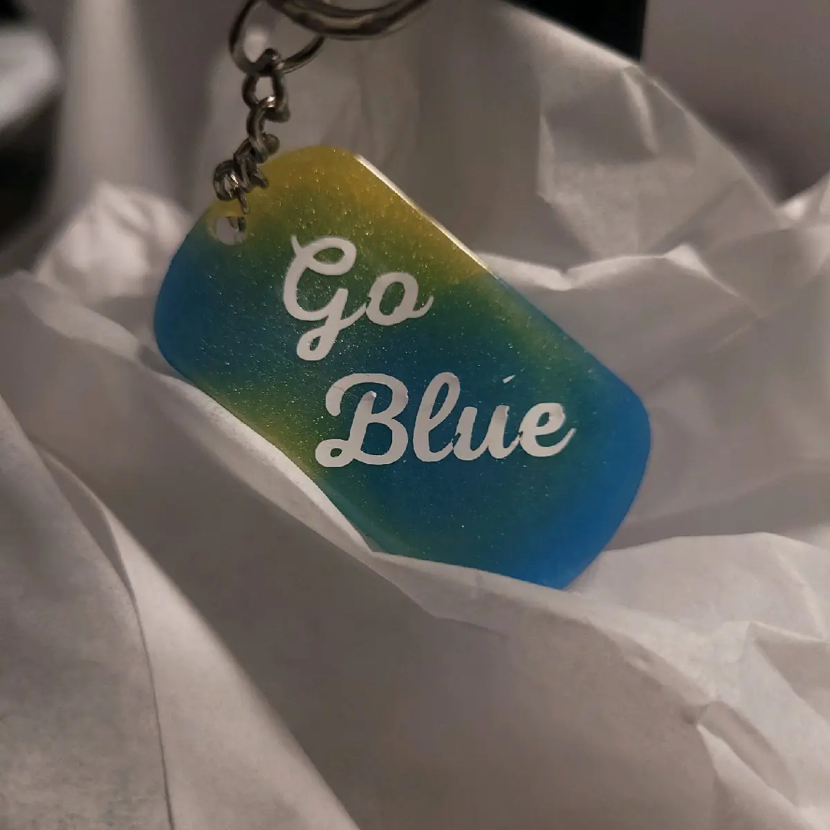 Go Blue Dog Tag Keychains