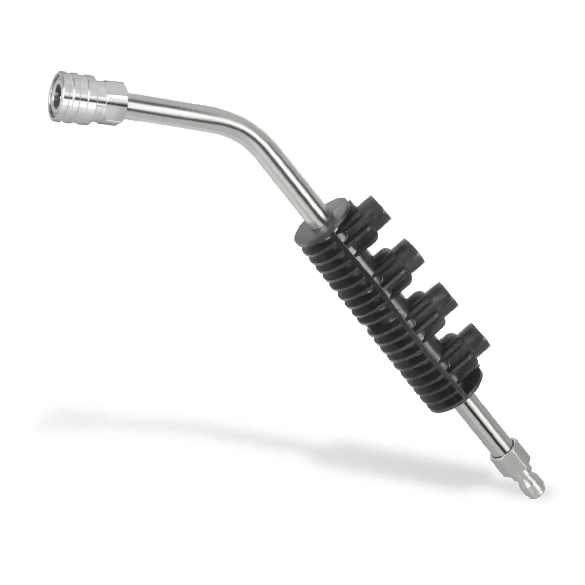 Bent Pressure Washer Extension Wand with nozzle holder, 13.8 Inch Stainless Steel Pressure Washer Wand with Slip Resistant Grip, 1/4'' Quick Connect