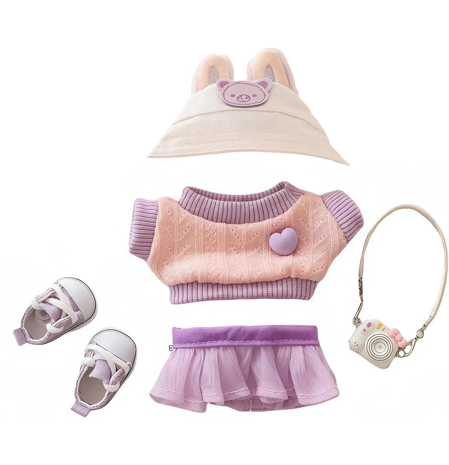[]Mini Doll Outfit (No Doll) Hat & Overalls Set, Designer-Inspired Suit for 17cm Collectible Figure Dress-Up