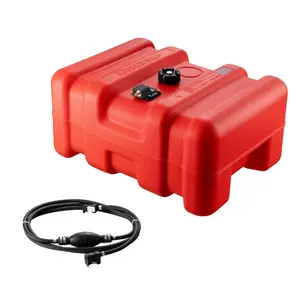 【fathersdaygift】VEVOR Marine Fuel Tank, Max 14.53 Gallon/55L, Portable Boat Fuel Gas Tank for Outboard Engine Boats, Plastic Outboard Marine Boat Fuel Tank with Hose, Easy to Carry for Yacht, Fishing Boat, Deck Boat