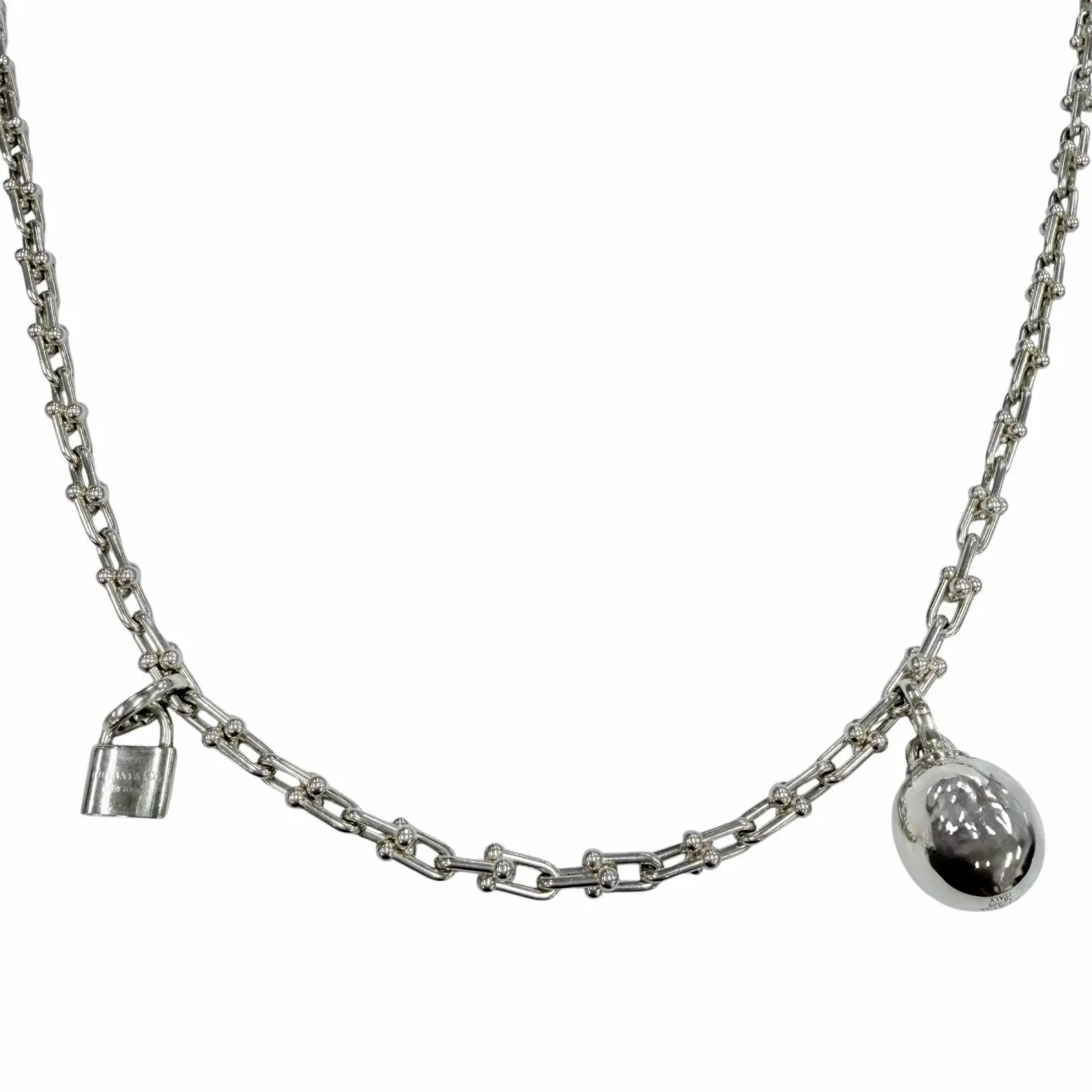 Pre-owned Tiffany & Co. Sterling Silver 925 (Ag925) Small Leather Goods Silver Link Necklace