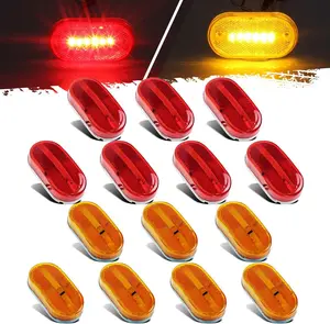 Partsam 4 Inch Rectangle Trailer RV 6 LED Side Marker Clearence Lights w Reflex Lens