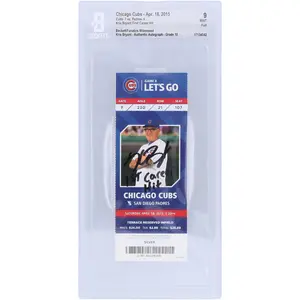 Kris Bryant Chicago Cubs Autographed April 18, 2015 Beckett Fanatics Witnessed Authenticated 9/10 Ticket with "1st Career Hit" Inscription - Fanatics Authentic Certified