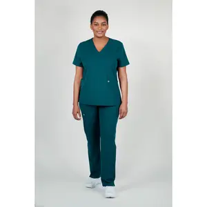 Iris Five-Pocket Women's Caribbean Blue Scrub Top