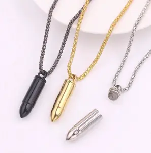 Men's Bold Pendant Stainless Steel Bullet Head Openable Necklace Personalized Jewelry Father's Day Gift Sweater Chain
