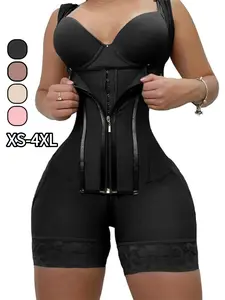 Women's Shapewear Bodysuit, Colombian Faja,BBL Fajas，Zipper Front, Adjustable, Push-Up Design, Postpartum Recovery, Versatile Use, All-Season Wear, Regular Length, Lace