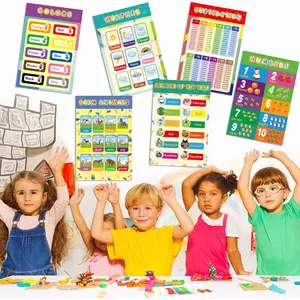 Educational Preschool Posters - Alphabet, Numbers, Farm Animals, Shapes, Waterproof & Tear-Resistant Home & Classroom Decorations