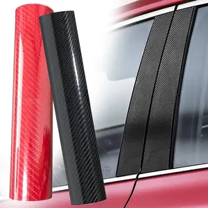 1ft x 5ft Carbon Fiber Vinyl Wrap Roll For Car Window Pillar Post Cover Trim B Pillar Panel ,Super Glossy Car Wrap Film Hood Decal Sticker for  Interior Exterior