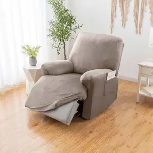 Soft Velvet Recliner Slipcover 4 Pcs Stretch Chair Protector Elastic Spandex Solid Home Decor Chaise Lounge Cover for Couch & Chair