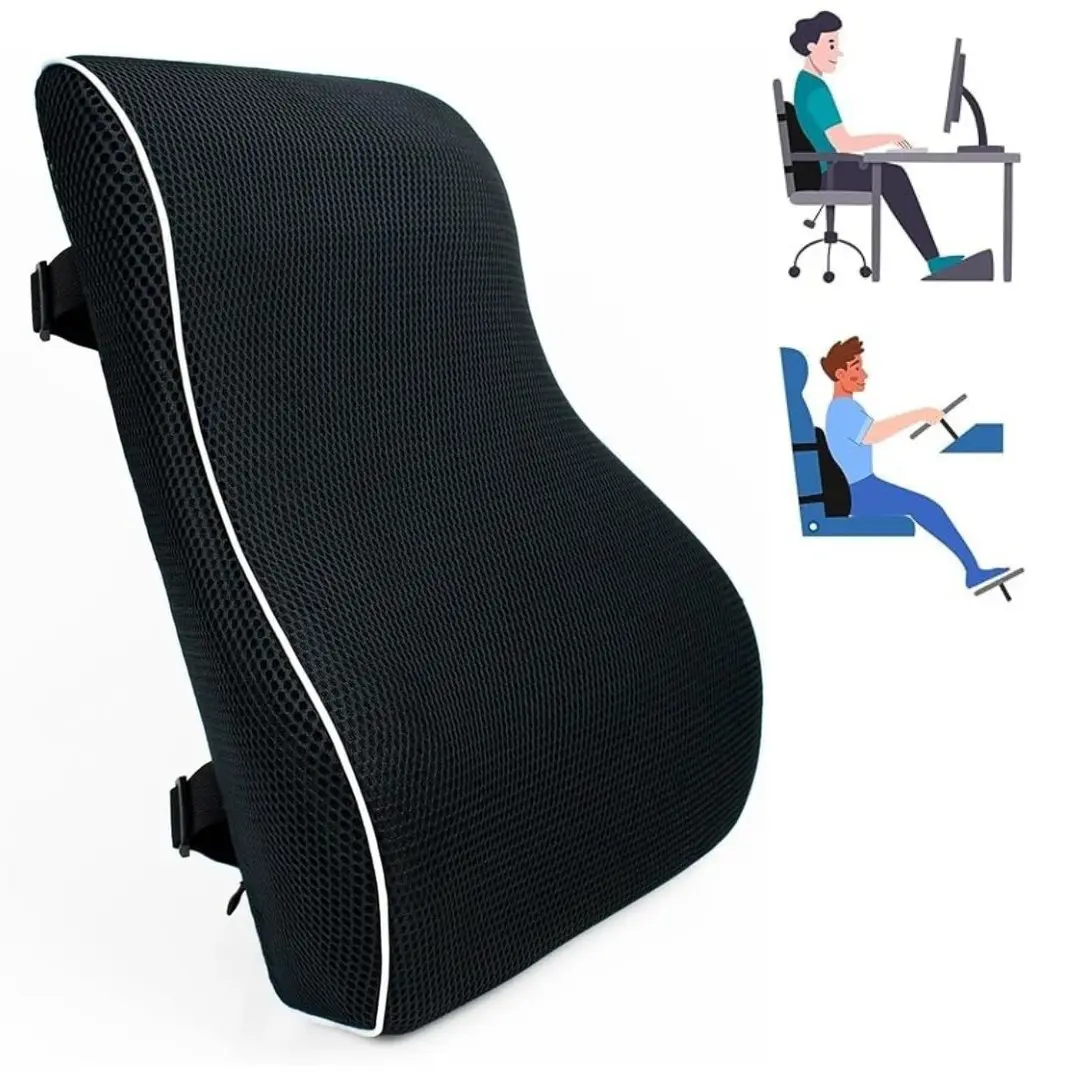 Foldable Slow Rebound Ergonomic Memory Foam Lumbar Pillow, Back Support Cushion for Back Pain Relief, Cars, Office Chairs, Truck Accessories, Travel Essentials with Cushion