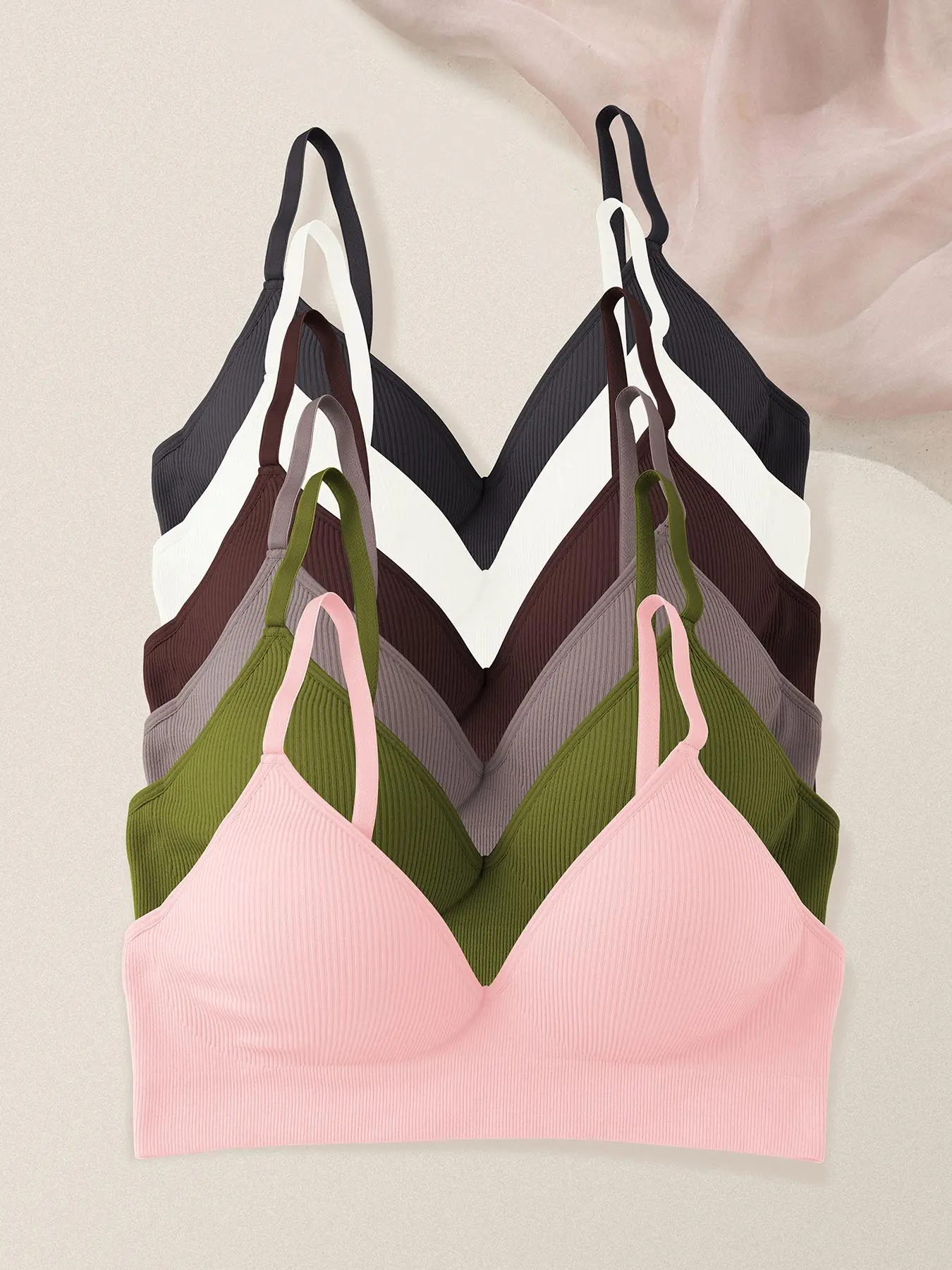 Women's Solid Wireless Bralette, Adjustable Strap Push Up Bra, Soft Comfortable Breathable Lingerie for Daily Wear, Breathable Comfy Bra