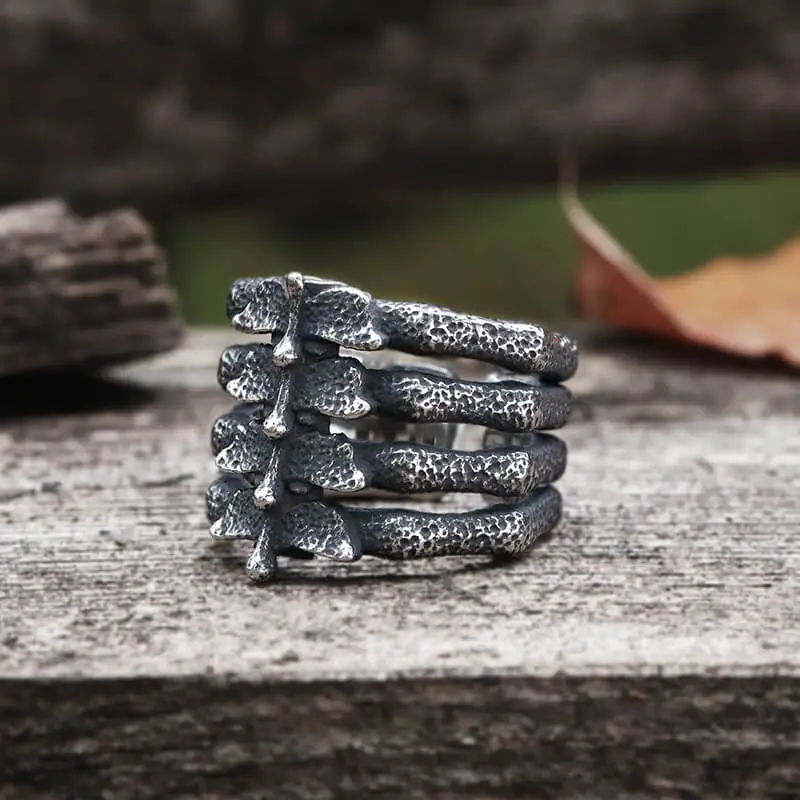 GTHIC Detailed Vertebrae Skeleton Stainless Steel Ring For Men Women Fashion Accessories Daily Wear