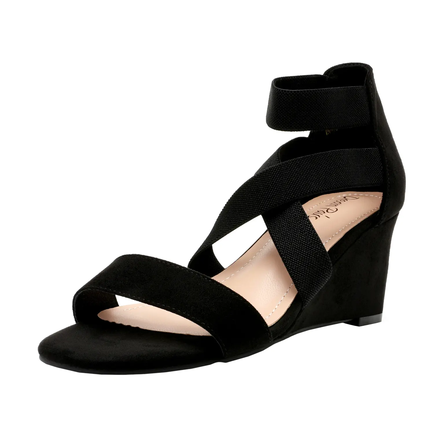 DREAM PAIRS Women's Elegant Wedge Sandals - Ankle Strap, Elastic Buckle, Soft, Comfortable Wedge Heels for Women