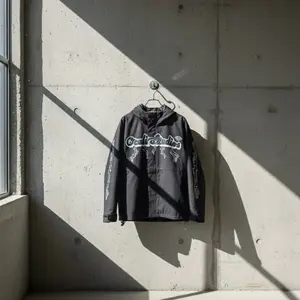Lightening Rain Jacket - Black Hooded Design, Long Sleeve, Regular Fit, Suitable for All Seasons