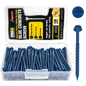 100PCS Blue Hex Head Screws Carbon Steel Wood Screws for Deck Fence And Wood Flooring Repair Strong And Rust-Resistant