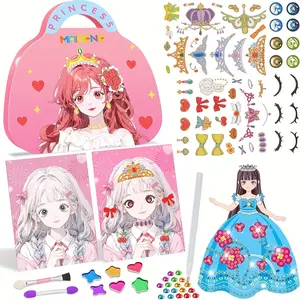 Princess Dress-Up & Craft Kit - Paper Makeup Play, Diamond Painting, Sticker Book - Perfect for Birthday, Christmas & Halloween Gifts, Perfect for Winter, New Year