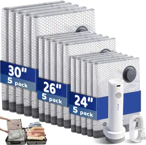 Upgraded Cordless Travel Vacuum Storage Compression Bag Set – 15-Pack in 3 Sizes – USB Rechargeable Handheld Pump with Built-In Battery – Waterproof & Reusable Space Saver for Clothes & Packing, Perfect for Carry-On Suitcases,Gift for Mom