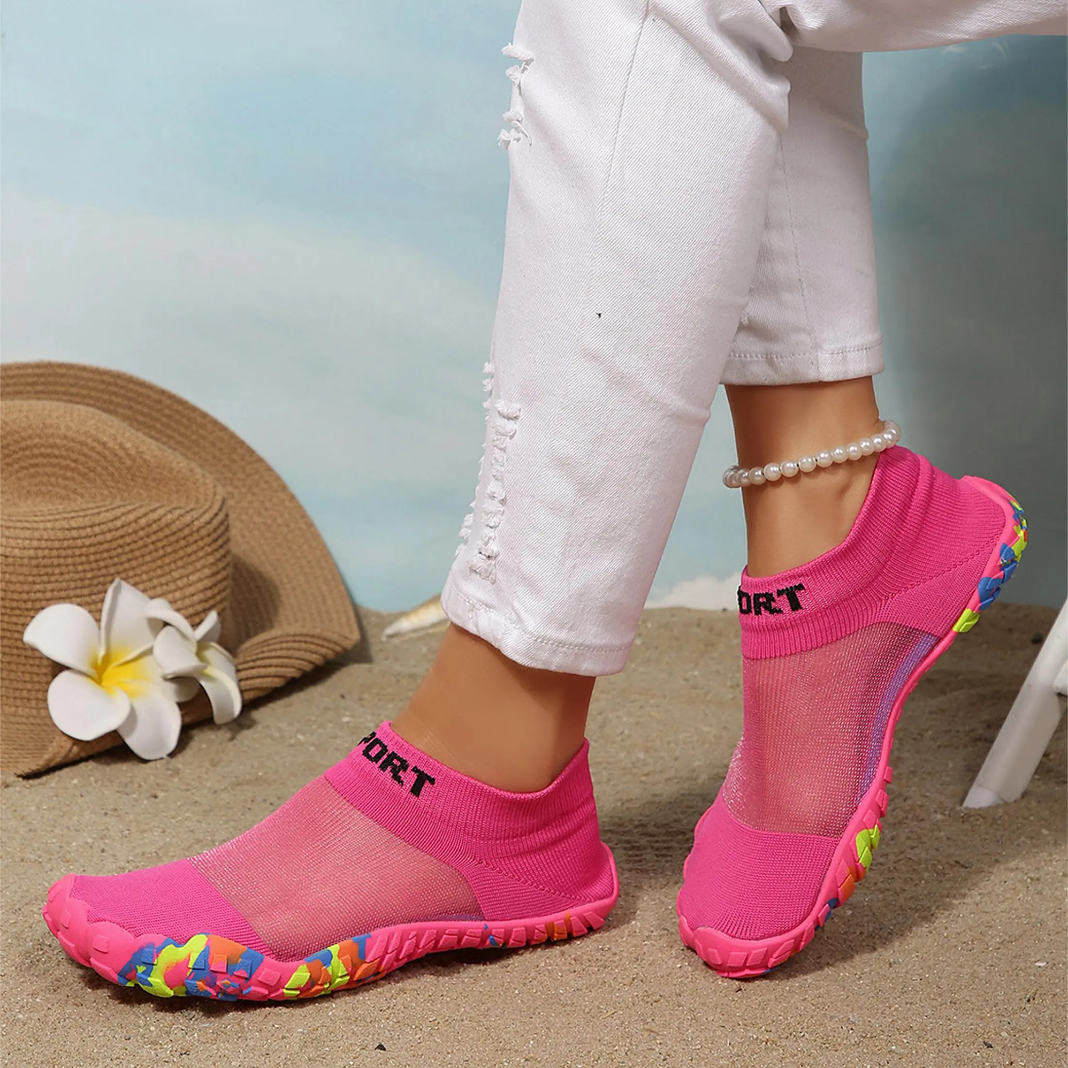 Water Shoes Women Quick Drying Outdoor Hiking Barefoot Boat Footwear Aqua Shoes for Water Sport Waders Diving Hiking Sailing Travel Beach Wading Swimming Fishing Kayaking Summer Vibes