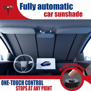 Fully Automatic Car Sun Shade,One-Touch Lifting & Lowering Sunshade for Car Windshield,Sun-proof Heat Insulation Blackout Sun Shade for Car,Tesla Accessories