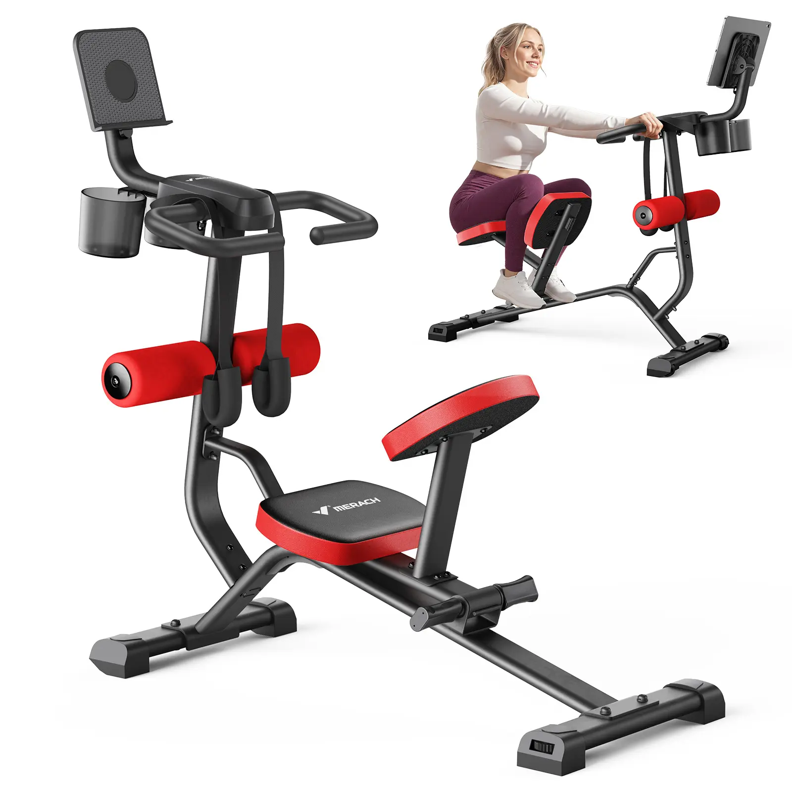 Merach Adjustable Seat Stretch Machine for Lumbar Stretching, Lower Back Pain, Leg Stretch, 350lbs Weight Capacity, Soft Non-Slip Stable Support, Compact Full Body Stretch Trainer for Home Gym Equipment Summervibes